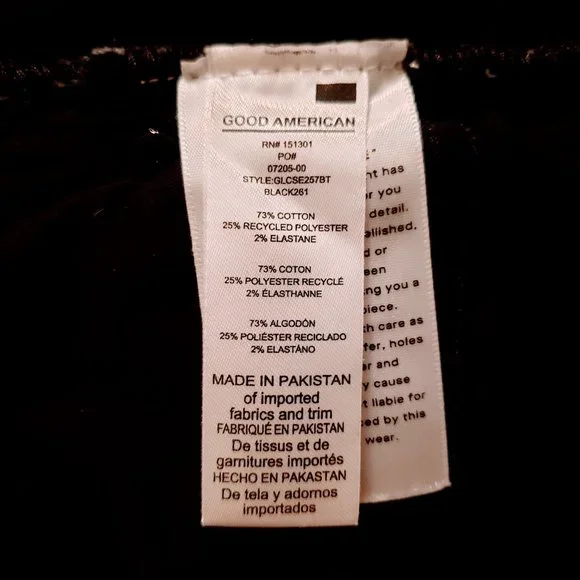 GOOD AMERICAN Skinny Jeans, Black Cotton High Rise Button Fly Pocket Casual 0/25 - Picture 11 of 16